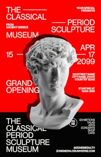 a poster for the classical period sculpture museum