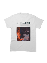 a white t - shirt with the words flashback on it